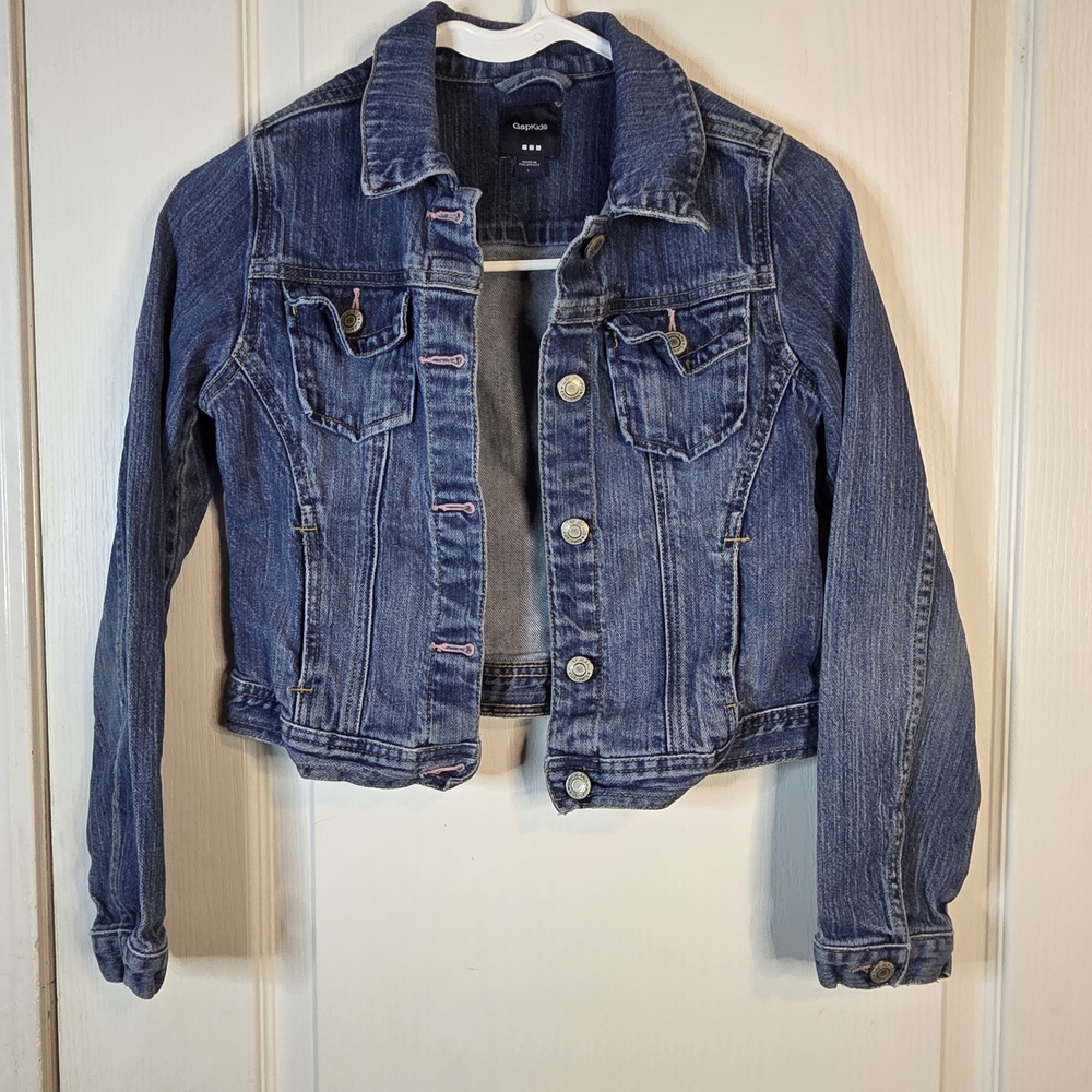 Y2K Gap Kids Jean Jacket Pink Threading-girls LG - Picture 3 of 11